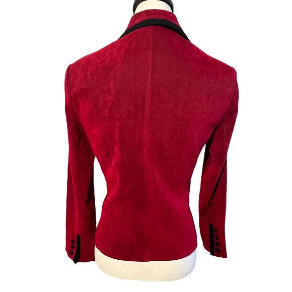 Vintage Perceptions Petite Women's Blazer Button Front Size 10P Red Textured - Picture 4 of 5